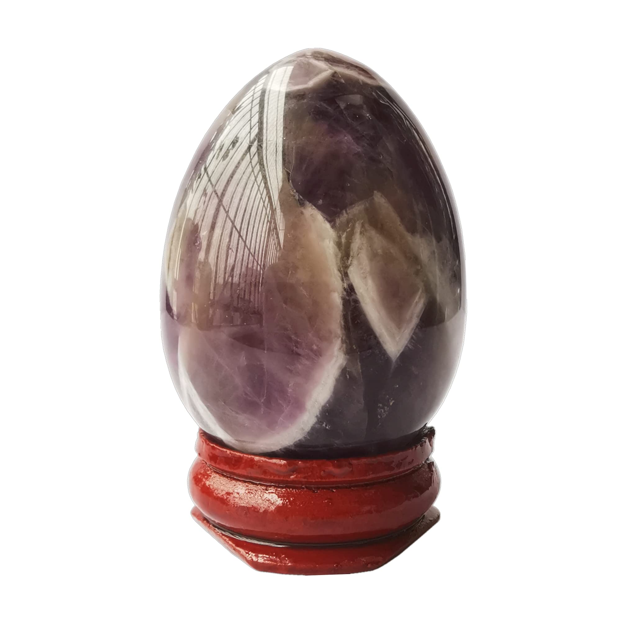 Manekieko Natural Amethyst Egg-Shape Meditation Chakra And Home Decor Balancing Gemstone and Crystals Figurines Kit,35 * 50mm Reiki Healers And Yoga Practioner With Wooden Stand