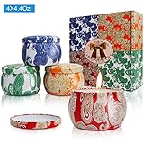 YMing Aromatherapy Candles, Natural Soy Wax Scented Candles, African Style Travel Tin Candles Gifts Sets for Women Birthday Anniversary Christmas, To Stress Relief or Improve Sleeping Quality(4 packs)