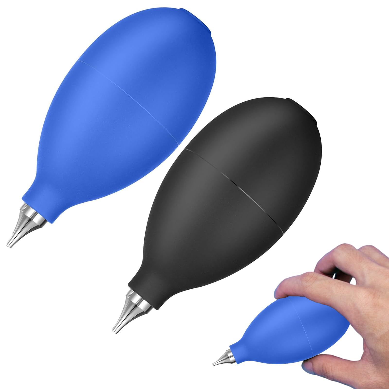 2 Pcs Squeeze Ball Pump Duster for Hearing Aids, Hearing Aid Cleaning Kits, Silicone Air Dust Blower for Watch Camera Lens Hearing Aid (Blue and Black)