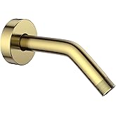 YASFEL Brushed Gold Shower Arm 6" Shower Extension Arm Pipe with Flange and Teflon Tape for Shower Head & Handheld Shower Hea