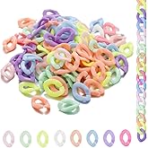 MARRTEUM 400 Pcs Acrylic Linking Rings, 8 Colors Open Quick Linking Rings Candy Colors Oval Link Chain Ring for Jewelry Making Bracelets Necklaces Earring Key Chains