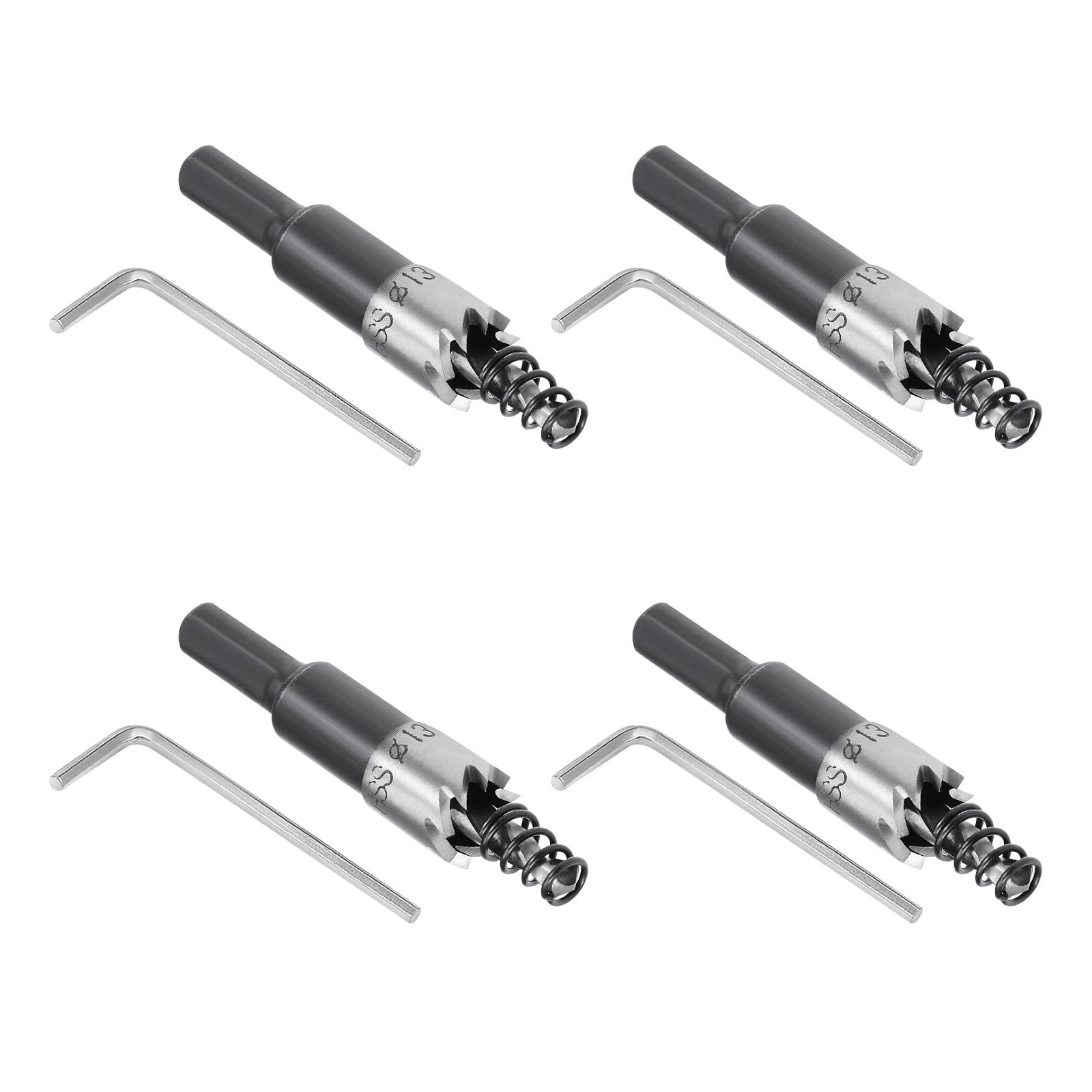 Kozelo 4pcs Hole Saws - [13mm] HSS (High Speed Steel) 4341 Drill Bits Hole Cutters for Stainless Steel Aluminum Metal Wood Plastic Use, Triangular Shank