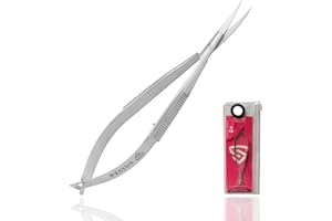 SILLVER Cuticle Scissors Extra Fine Curved Eyebrow Scissors, Professional Ultra Sharp Precise Pointed Tip Cuticle Trimmer Cutter for Hang Nails, Eyelash, Eyebrow, Dry Skin - Manicure Scissors