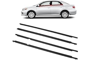 TOP-MAX WeatherStrip Window Molding Trim Seal Belt Replacement for Toyota Corolla 2009 2010 2011 2012 2013, 4pcs Black Window