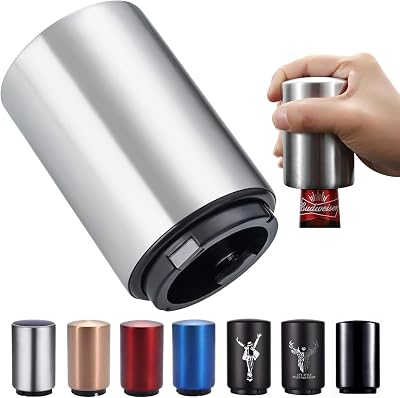 SUOXU Stainless Steel Automatic Push Down Bottle Opener with Magnet