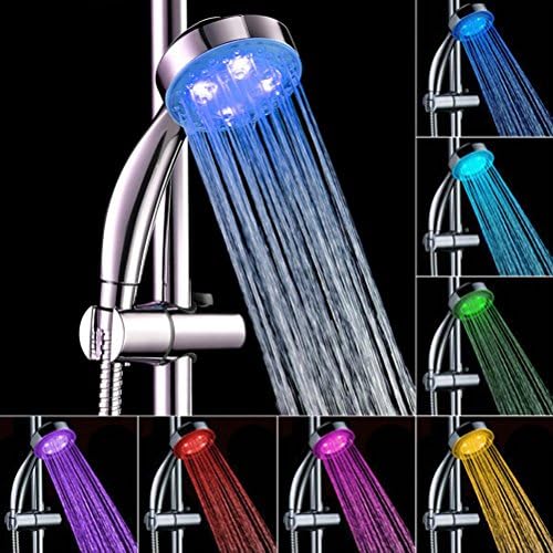 RGB 7 Color Changing LED Shower Head - efuntuck Randomly Changing Color Handheld Shower Heads