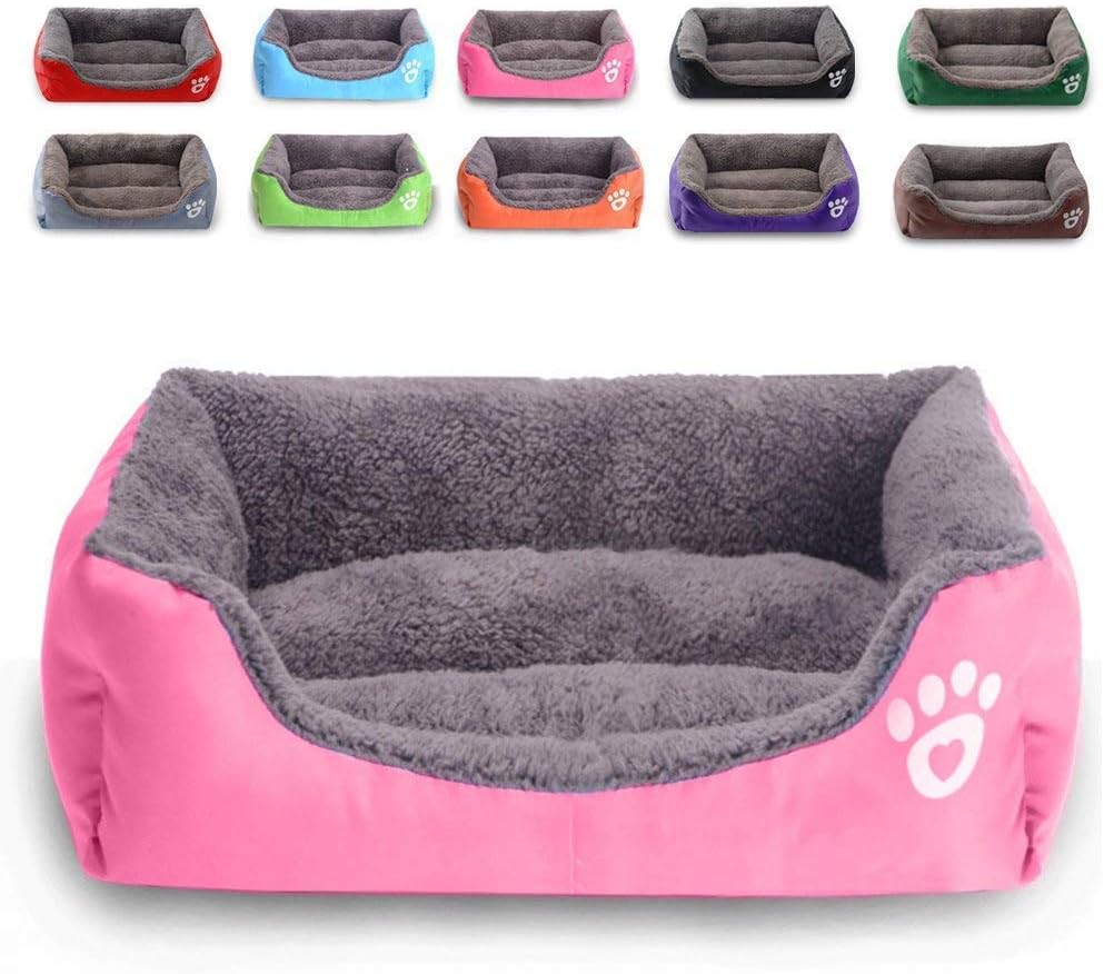 Topgomes Dog Bed,Super Soft Warm Pet Bed,Rectangle Non Slip Bottom Washable Pet Bed Puppy Dog Mat Pad Cat Sleeping Cushion Suits for Indoor Daily Use (Large (31.5" X 25.5" X 6.0"), Pink)