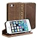 iPhone 5S case, GMYLE Book Case Vintage (With Hard Case Cover) for iPhone 5 5S - Brown Classic [Crazy Horse Pattern] [PU Leather] Book style Wallet Flip Case Cover