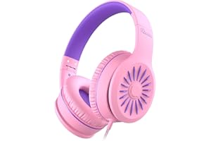 ELECDER i45 On-Ear Headphones with Microphone - Foldable Stereo Bass Headphones with No-Tangle 1.5M Cord, 3.5MM Jack, Portable Wired Headphones for School/Kids/Teens/Smartphones/Travel/Tablet - Pink