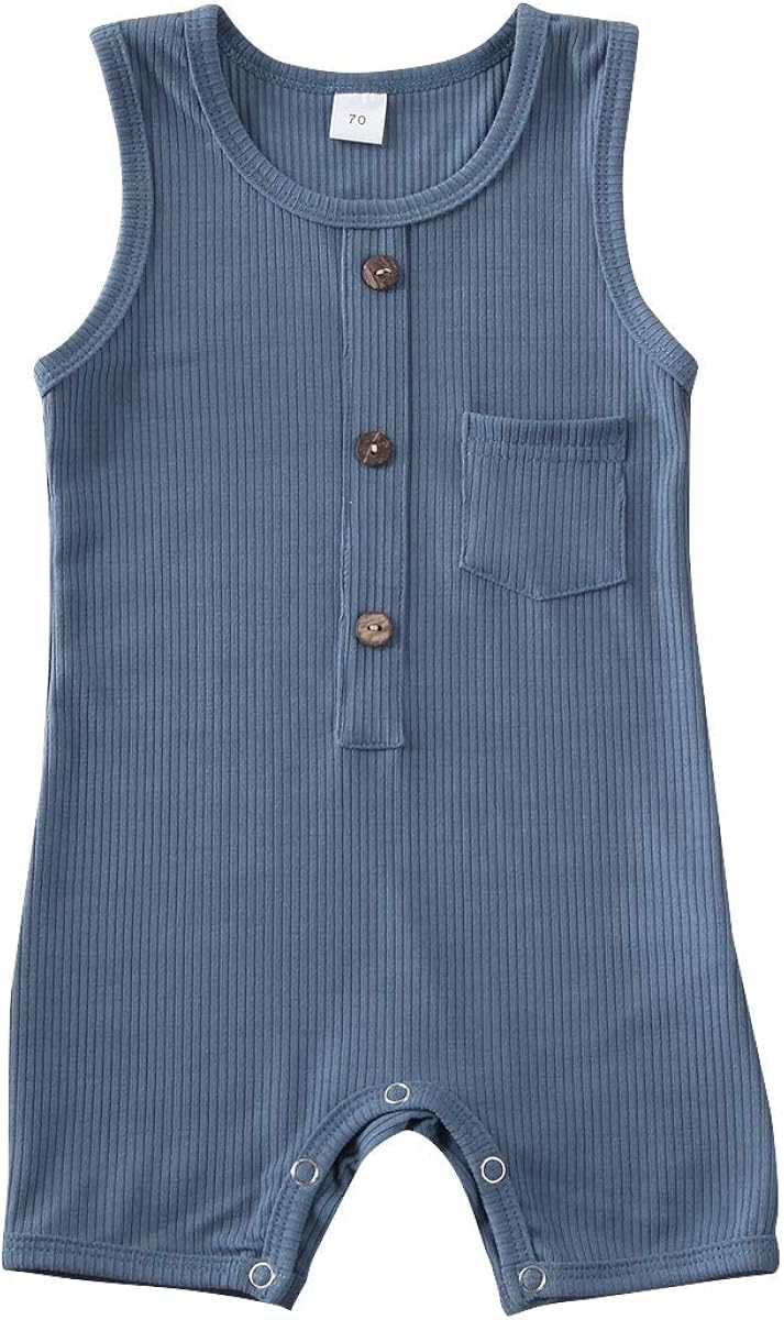 Baby Girl Boy Romper Bodysuit Solid Plain One Piece Jumpsuits Pajamas Sleeveless One Piece Baby Clothes Outfits Summer