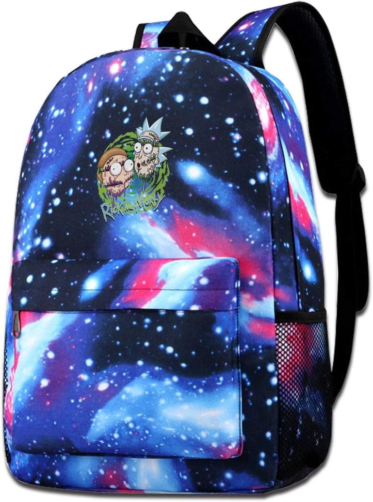 Rick N Morty Backpack Fashion School Backpack Star Sky Blue