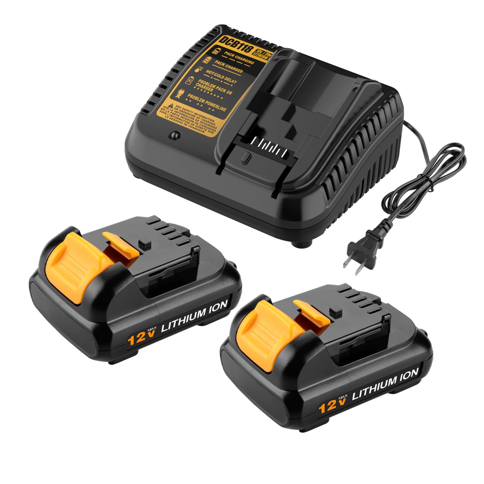 Photo 1 of Powilling 12V DCB120 4.0Ah Battery Replacement for Dewalt 12V Battery and Charger Kit Compatible with Dewalt 12 Volt Max DCB124 DCB126 DCB127 DCB122 DCB125 (Not for 20V)