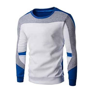 Xmiral Herren Sweatshirt Pullover Langarm Patchwork Tops Bottoming Shirt S-XL
