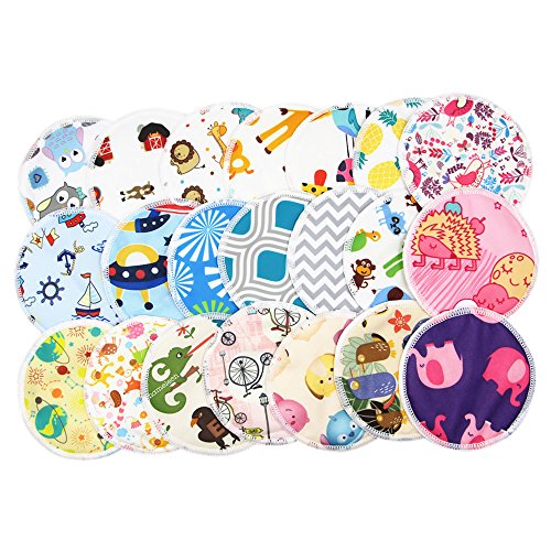 Asenappy reusable bamboo nursing pads 12 pcs+1 bag - for Breastfeeding or Pregnant Moms Washable & Reusable Nursing Pads (Ramdom color)