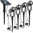 Satucol Solar Spot Lights Outdoor,Auto On/Off 4 Pack Solar Lights Outdoor Waterproof IP65,2-in-1 Solar Powered Outdoor Landscape Lighting,Solar Lights