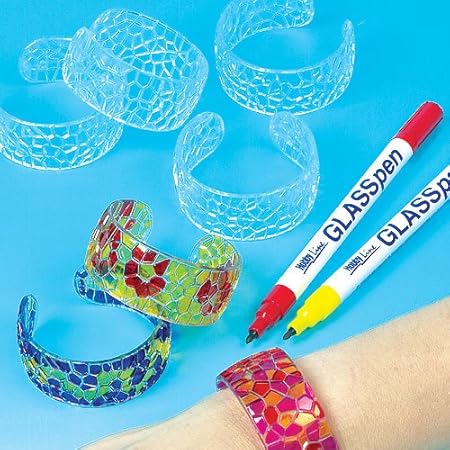 Baker Ross Transparente Mosaik-Armreifen aus Acrylglas für Kinder zum Bemalen - Schmuck - Armspangen - 6 Stück