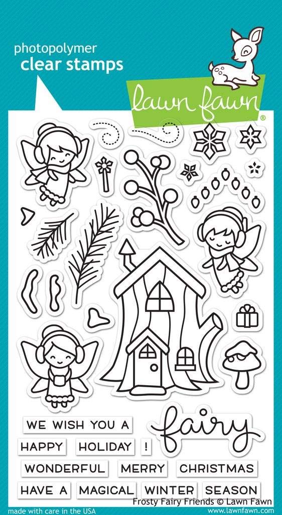 Lawn Fawn Frosted Fairy Friends 4"x6" Christmas Clear Stamps LF1224