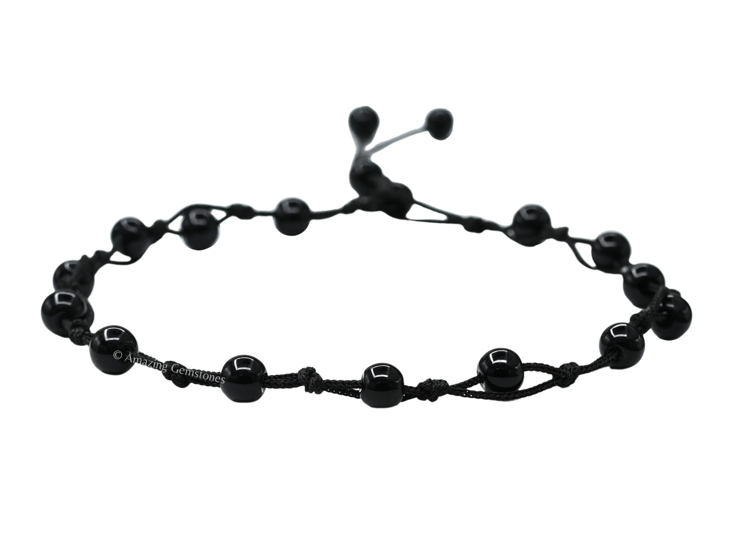 Photo 1 of Amazing Gemstone Black Obsidian Anklet Ankle Bracelets for Women - Waterproof Beaded Healing Crystal Anklets, Plus Size Chakra Gemstone Bead Anklet (Stretchy Adjustable - Hand Knotted)