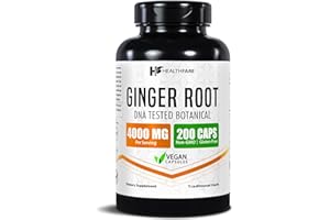 Healthfare Ginger Root Extract 4000mg | Supplement | 200 Vegan Pills | Digestive Support | High Potency | Non-GMO, Gluten-Free | Made in USA
