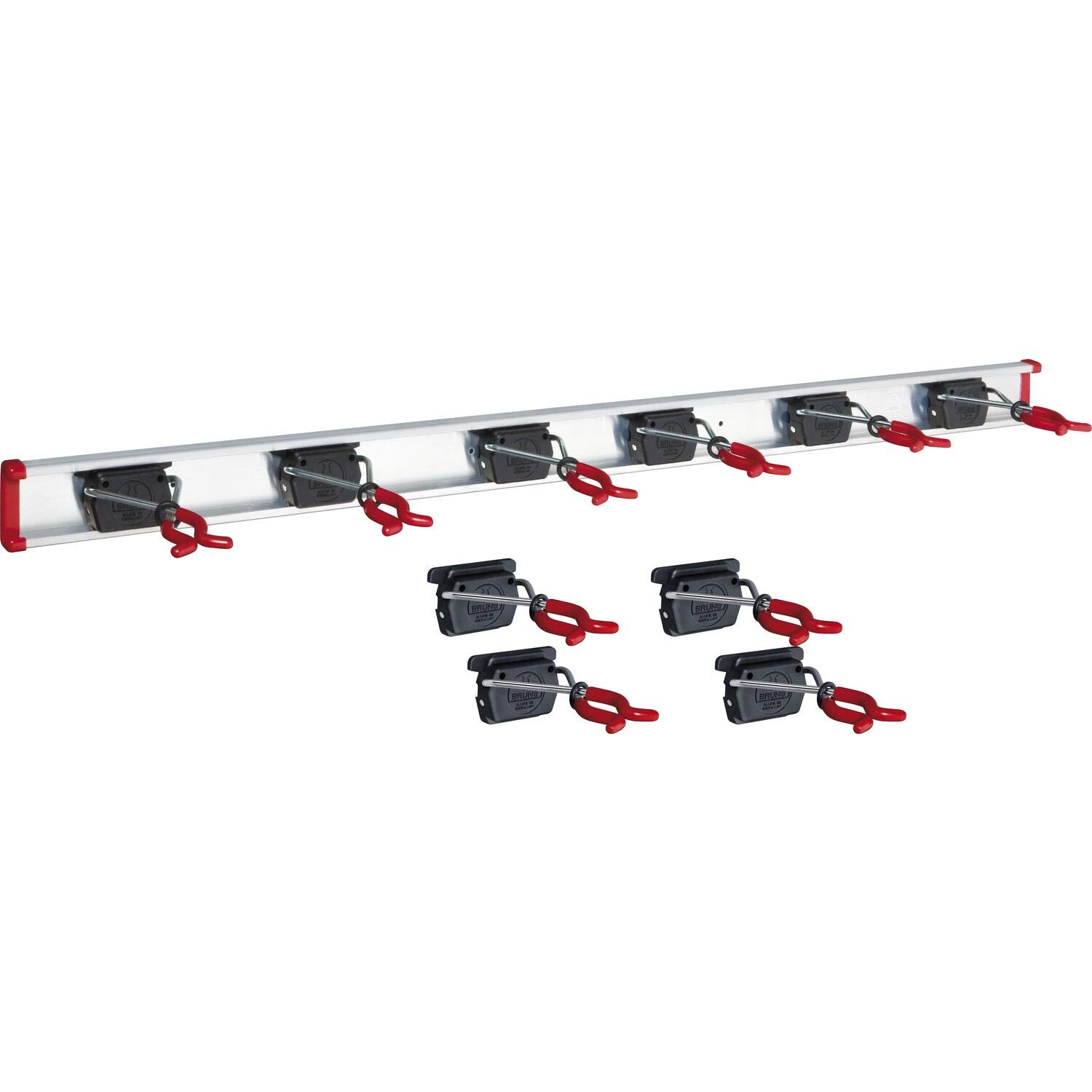 Bruns Tool Holder Rail 100 cm + 10 Holders for Garden Equipment Workshop Broom