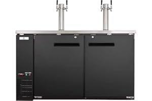 cooler depot Beer Keg Dispenser Kegerator Commercial Refrigerator Beer double Taps 60" - Black, Half-KegX2, TowerX2,2 Taps