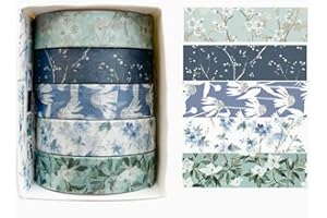 5 Rolls Floral Washi Tape Set Decorative Tapes Scrapbook Stickers Junk Journaling Supplies for Scrapbooking DIY Arts and Craf