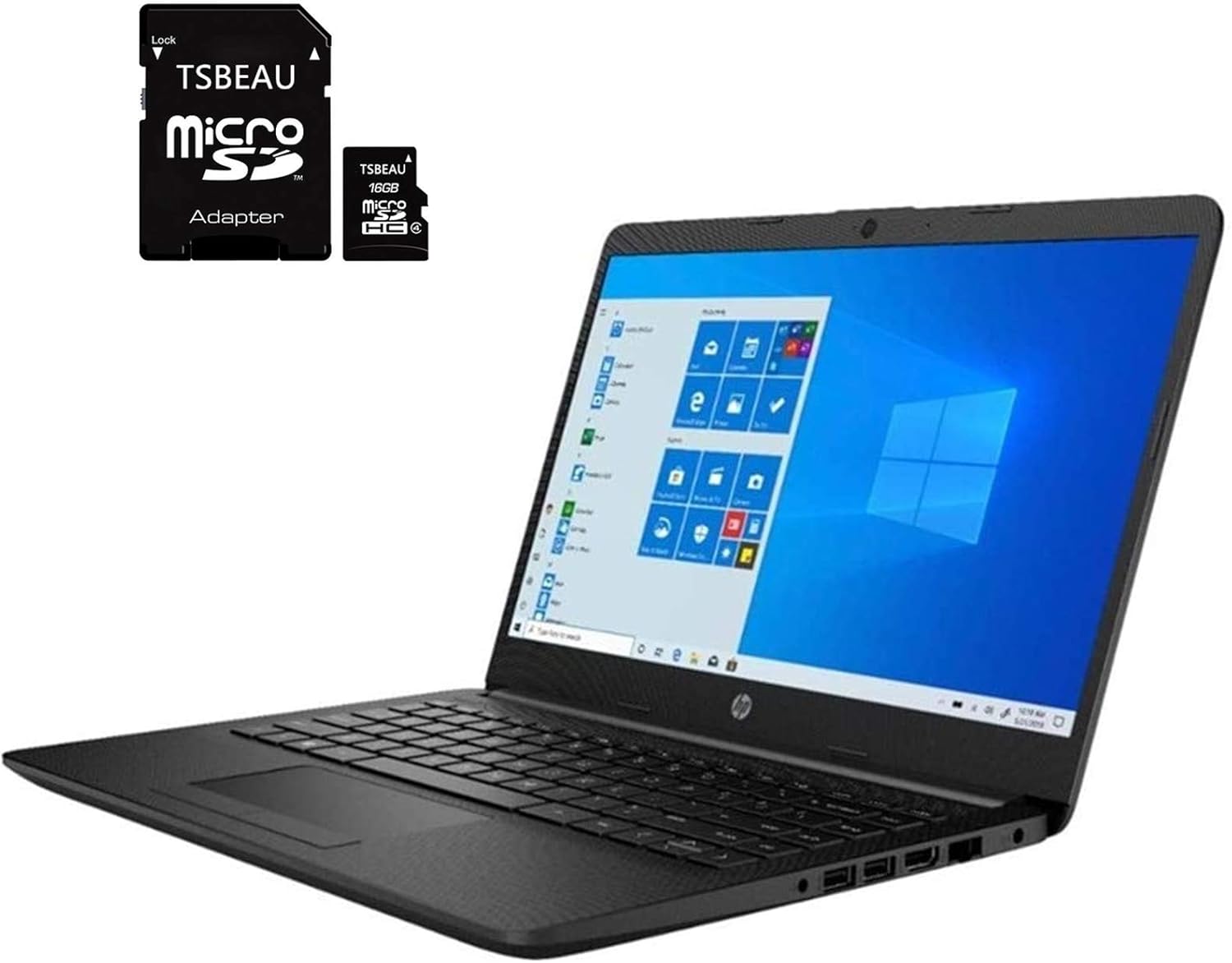 Newest HP 14 Laptop, 14" Widescreen LED, AMD Athlon 3050U 2.3 gigahertz, 16GB Memory, 256GB SSD, Wi-Fi, Bluetooth, Webcam, Windows 10 Home in S Mode, Jet Black, Bundled with TSBEAU 16GB Micro SD Card