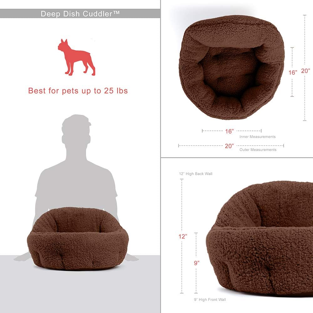 Best Friends by Sheri OrthoComfort Deep Dish Cuddler (20x20x12") - Self-Warming Cat and Dog Bed, Brown : Pet Beds : Pet Supplies