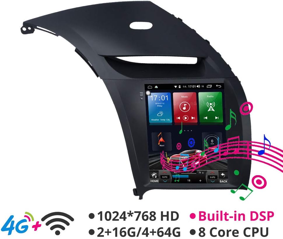 KJHGYU Android 8.1 Tesla Style Vertical HD Screen Car Gps Multimedia Radio Navigation Player Compatible Kia K3 Cerato Forte 2013-15