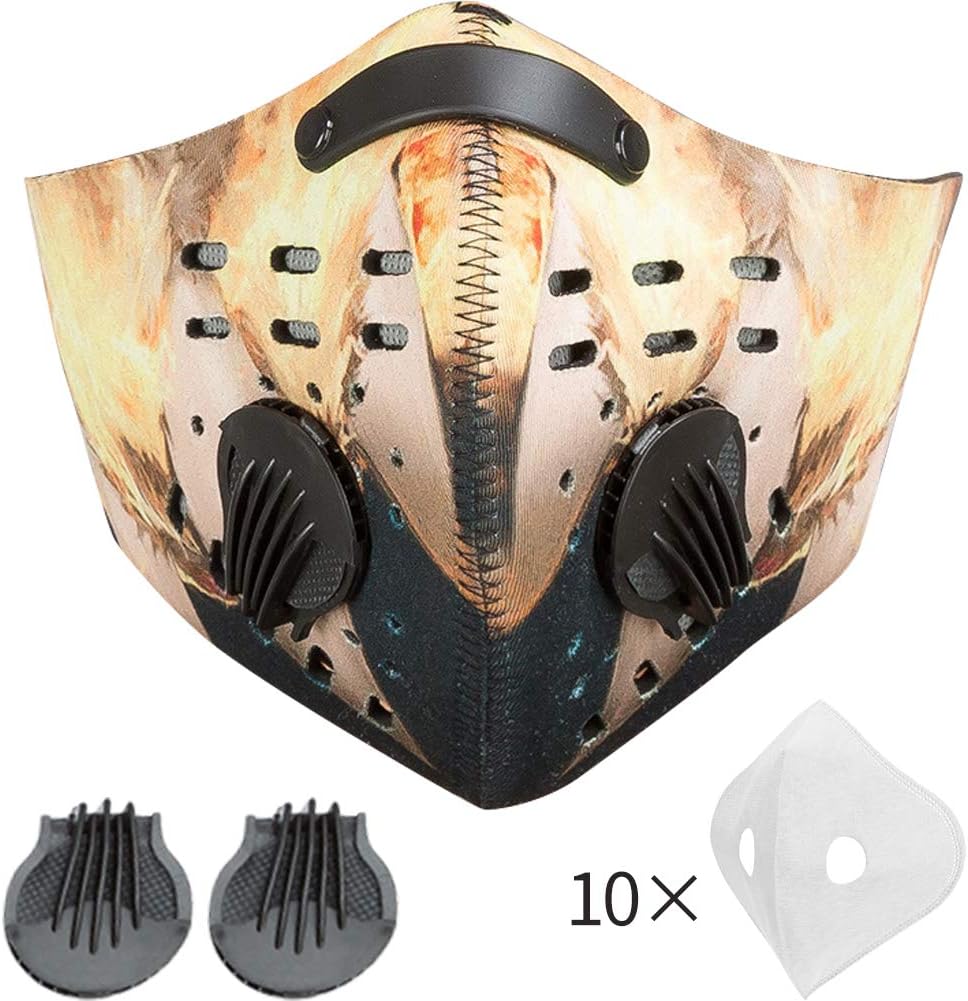 MOCOHANA Breathable Cycling Face Mask with 10pcs Activated Carbon Filters & 2pcs Valves Replacement Anti Dust Masks Reusable Half Face Mask for Running Motorcycle Riding Outdoor Activities