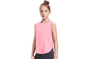 HASMES Girls Tank Tops Quick Dry Athletic Top Cute Sleeveless Shirts Dance Yoga Workout Tops