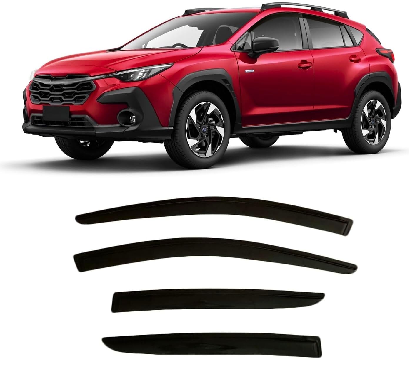 Photo 1 of 2024-2026 Tape-On Side Window Deflector Visors for Subaru Crosstrek & for Subaru Impreza Smoke Tinted Rain Guards Base Premium Sport Limited RS 2025