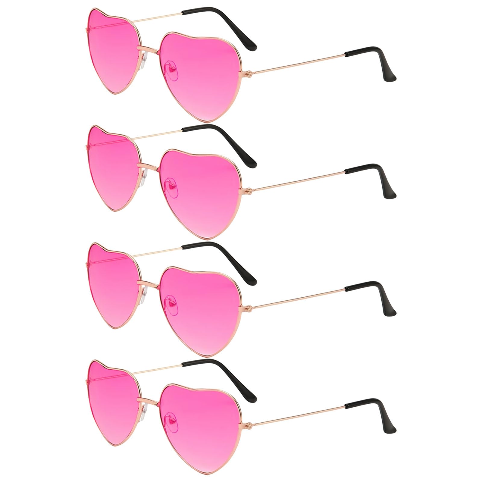 GWAWG 4 Pairs Hippie Specs Glasses, Retro Heart Shaped Sunglasses, 60's 70's Style Carnival Hippie Party Decoration Glasses for Hippy Fancy Dress Accessory