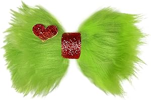 LUVFAMDAY Green Bow Hair Clip Red Glitter Heart Costume Accessories Women Men