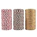 Resinta 3 Rolls Christmas Twine Cotton String Natural Jute Twine for Christmas Gift Wrapping DIY Arts Crafts 984 Feet Totally
