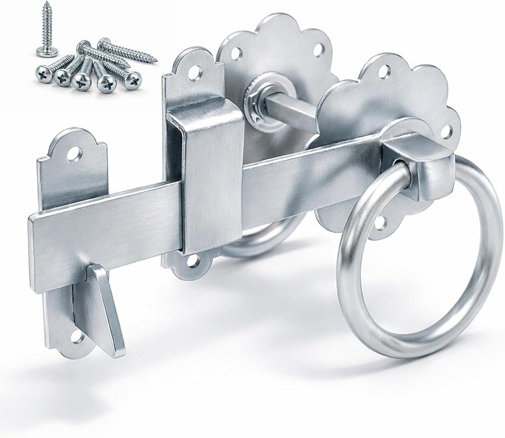ZAVIA Ring Gate Latch Silver 6in 150mm BZP Door Gate Latch Wood Gate