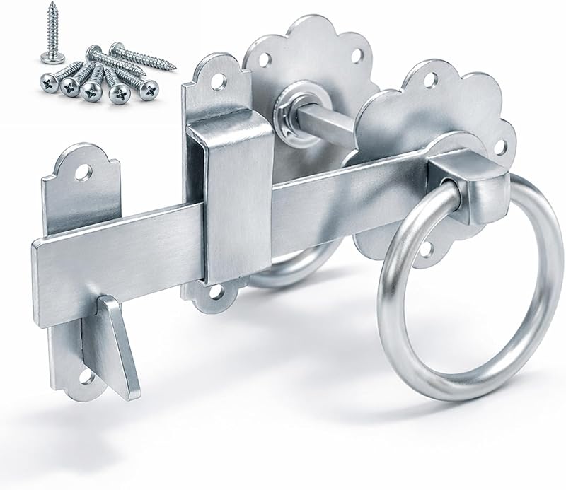 ZAVIA Ring Gate Latch Silver 6in 150mm BZP Door Gate Latch Wood Gate