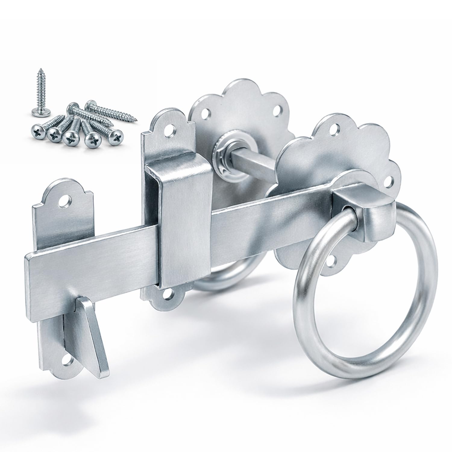 Ring Gate Latch Silver for Wooden Gates Zinc Plated 6"/150mm Door Latch - Bright Zinc Plating (BZP) Solid Ring Handle Garden Gate Latches and Catches for External Door Lock