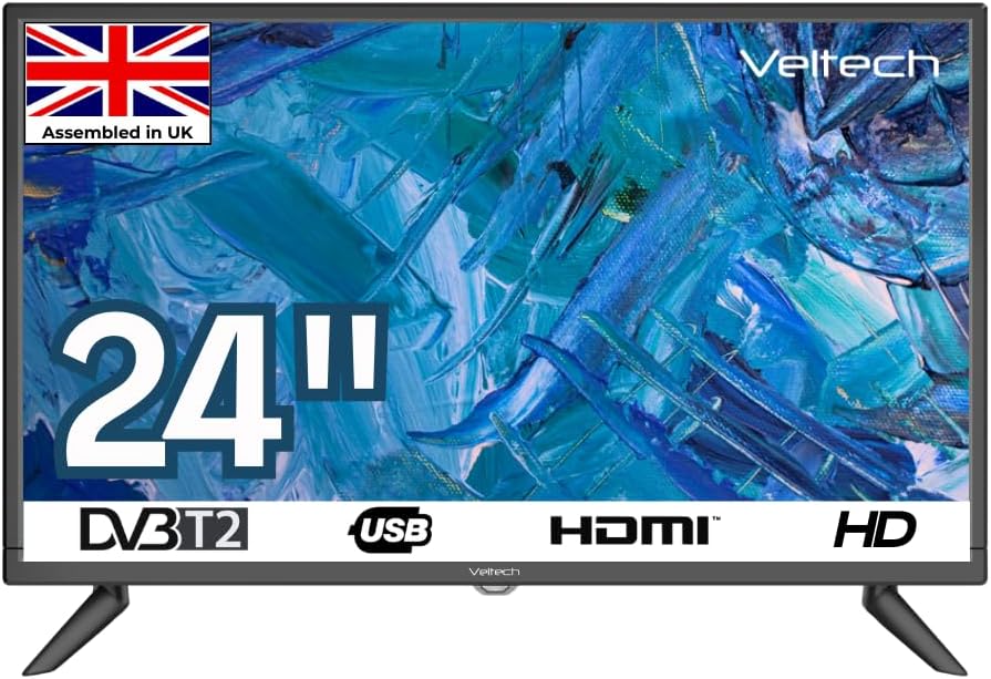 Veltech 24 Inch HD Ready LED TV Non-Smart Freeview HDMI USB Wall Mountable