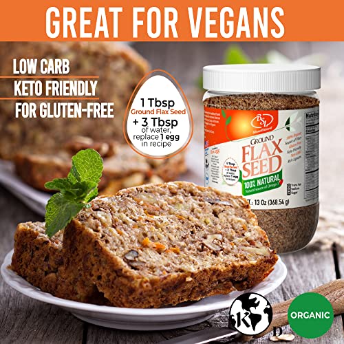 BSL Organic Ground Flax Seed 13 Oz Vegan, KetoFriendly, GlutenFree