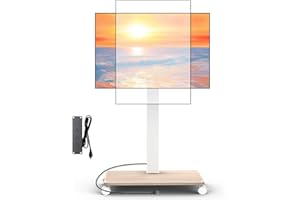 Neothm Rolling TV Stand with Power Outlet, Swivel Mobile Portable TV Cart for 32-75 Inch TVs up to 110 lbs, Landscape to Portrait, Height Adjustable Outdoor TV Stand with Wheels, Max VESA 600x400mm