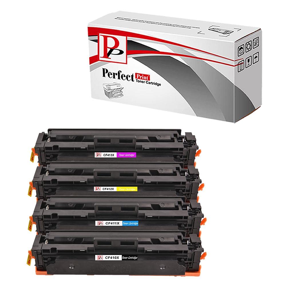 PerfectPrint Compatible Toner Cartridge Replacement for HP Colour LaserJet MFP M477fdw Pro M452dn M452nw Pro MFP M377dw M477fdn M477fnw CF410X CF411X CF412X CF413X (Black/Cyan/Magenta/Yellow, 4-Pack)