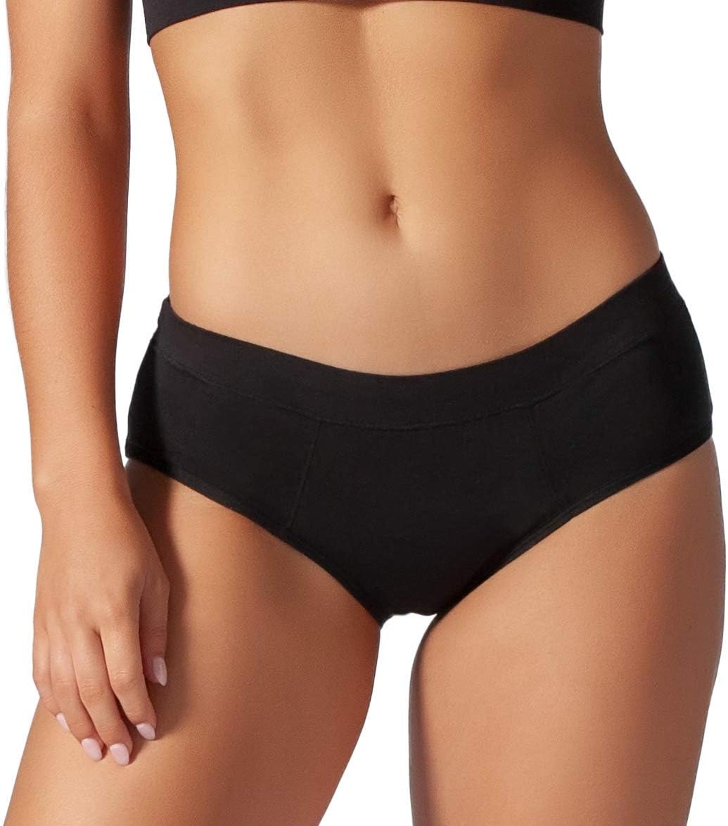 Absorbent Brief: Period Panties | Menstrual and Incontinence Underwear (3 Pack (Black), Large): Health & Personal Care