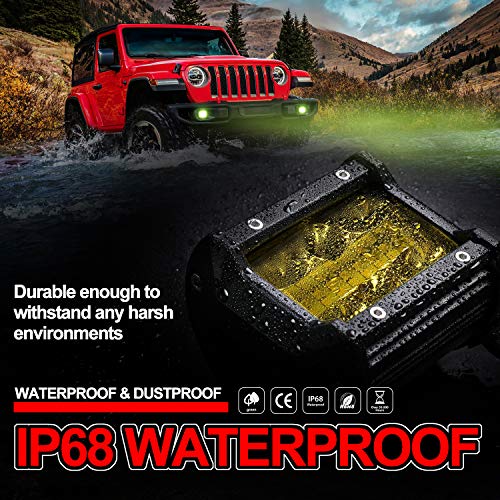 image for Amber LED Pods, OFFROADTOWN 4inch 120W Yellow LED Work Light Bar Off R