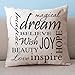 ilkin Custom Decorative Inspirational Quotes Cushion Cover 100% Cotton Blend Linen Square Pillow case - Pillow Covers for Sofa, Living Room, Etc.