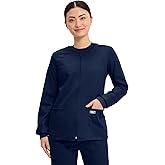 Cherokee Zip Front Scrub Jackets for Women, 3 Pockets, 2-Way Stretch, Soft, Breathable,Brushed Twill - 4315