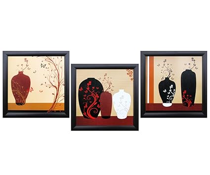 SAF Framed Painting (Acrylic, 30 cm x 3 cm x 30 cm, Set of 3, Textured Effect, SANF3028)