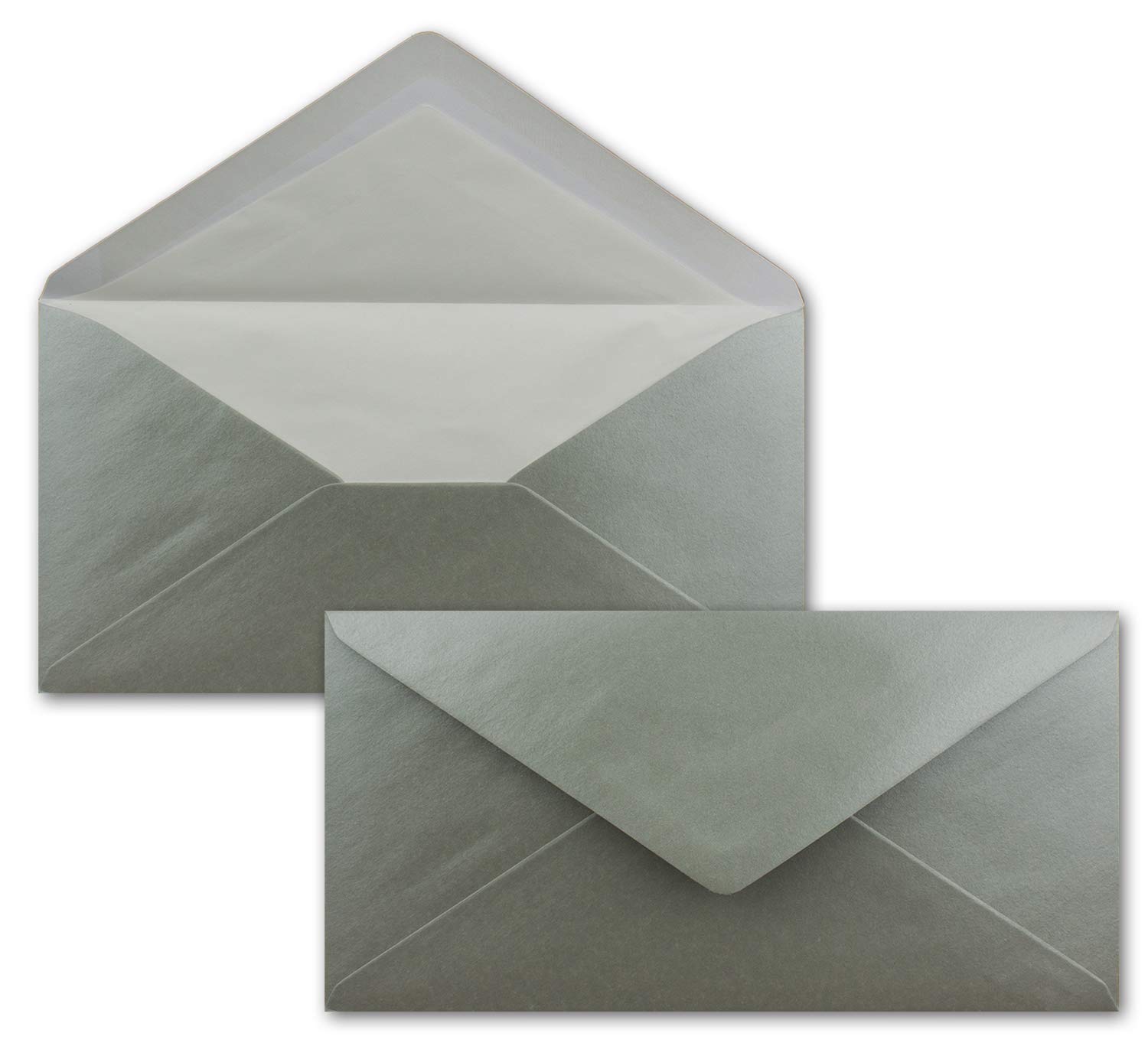 NEUSER PAPIER 50 x DIN long envelopes - Silver with white silk lining - 11x22 cm - 100 g/m² - ideal for invitations, Christmas cards, greeting cards from The series Colorful