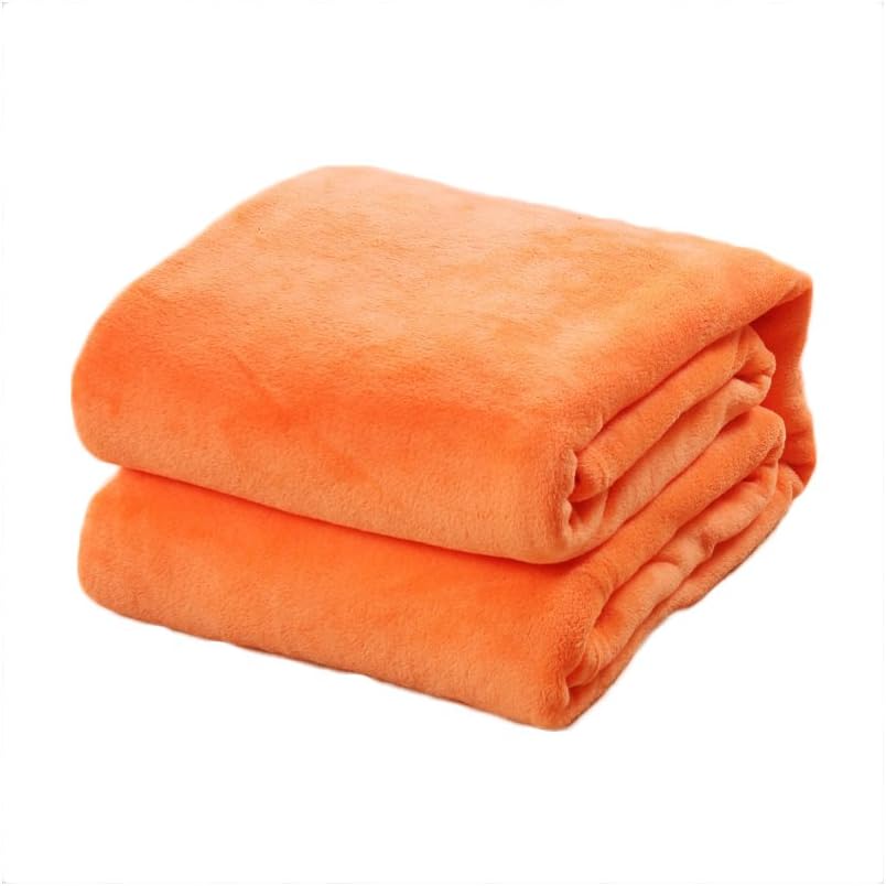 HomeMiYN Flannel Fleece Blankets Super Soft Throw Blanket Cozy Air Blanket Warm Fluffy Throws for Beds and Sofa Travel Camping Orange Single 100 * 140cm