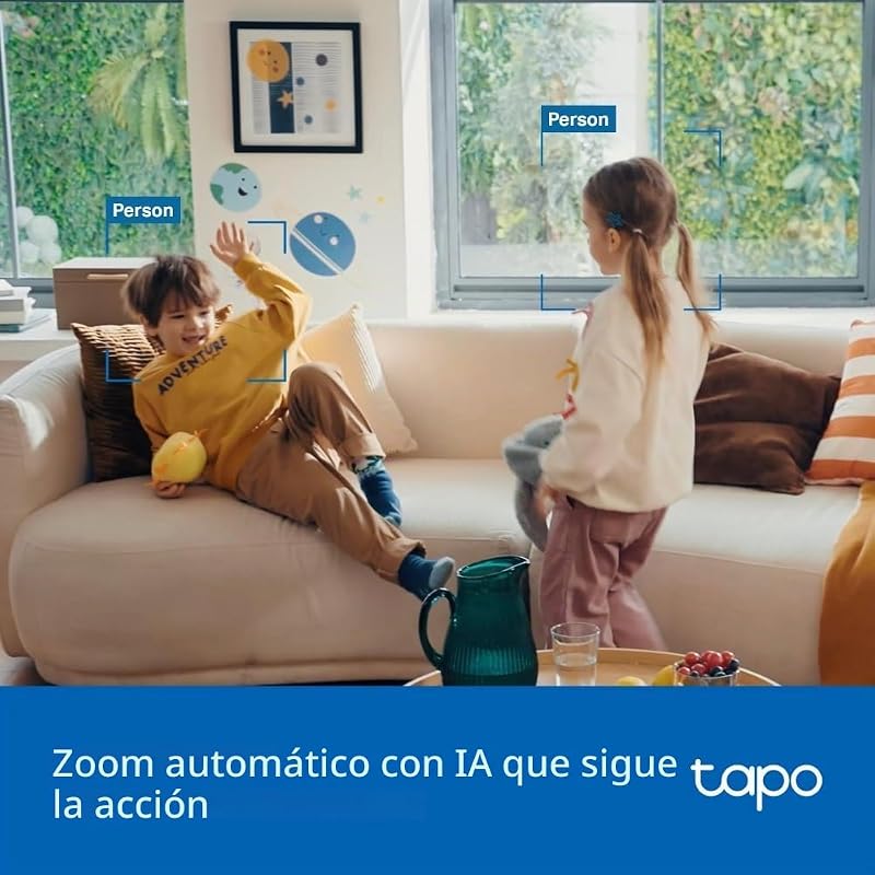 C250 4K Cámara de vigilancia Interior 360°, detección de IA Local y Seguimiento de Movimiento con Zoom, visión Nocturna por Infrarrojos, Zona de Bloqueo de privacidad, Memoria Micro SD o Nube